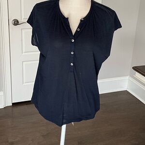 Lucky Brand Dark Blue Button-Up Blouse